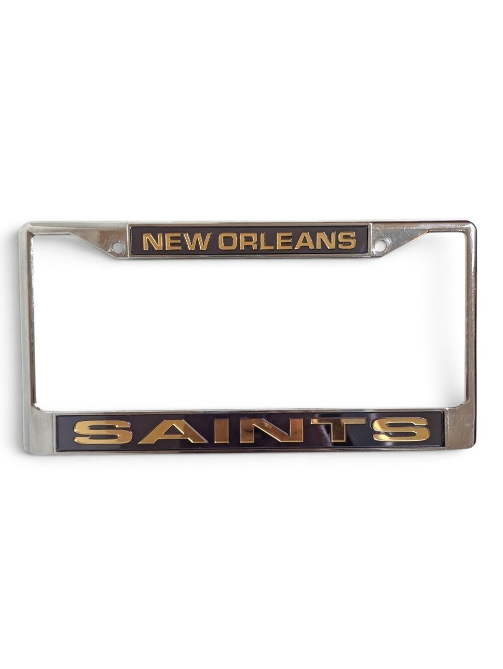 New Orleans Saints NFL Chrome Metal License Plate Frame | Gold Black
